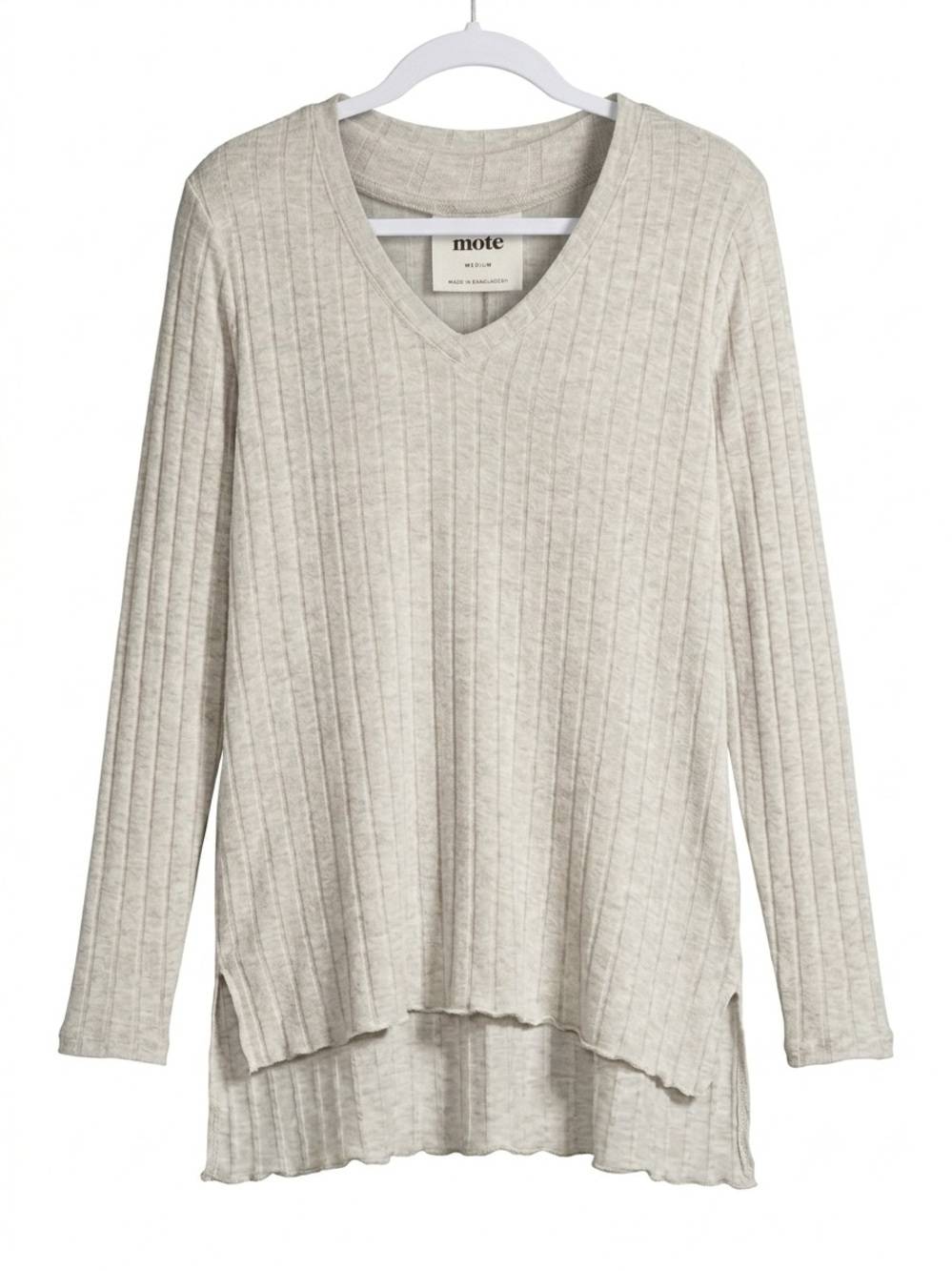 Mote x Anthro Normcore Grey Slouchy Boho Oversized V Neck Ribbed Size M
